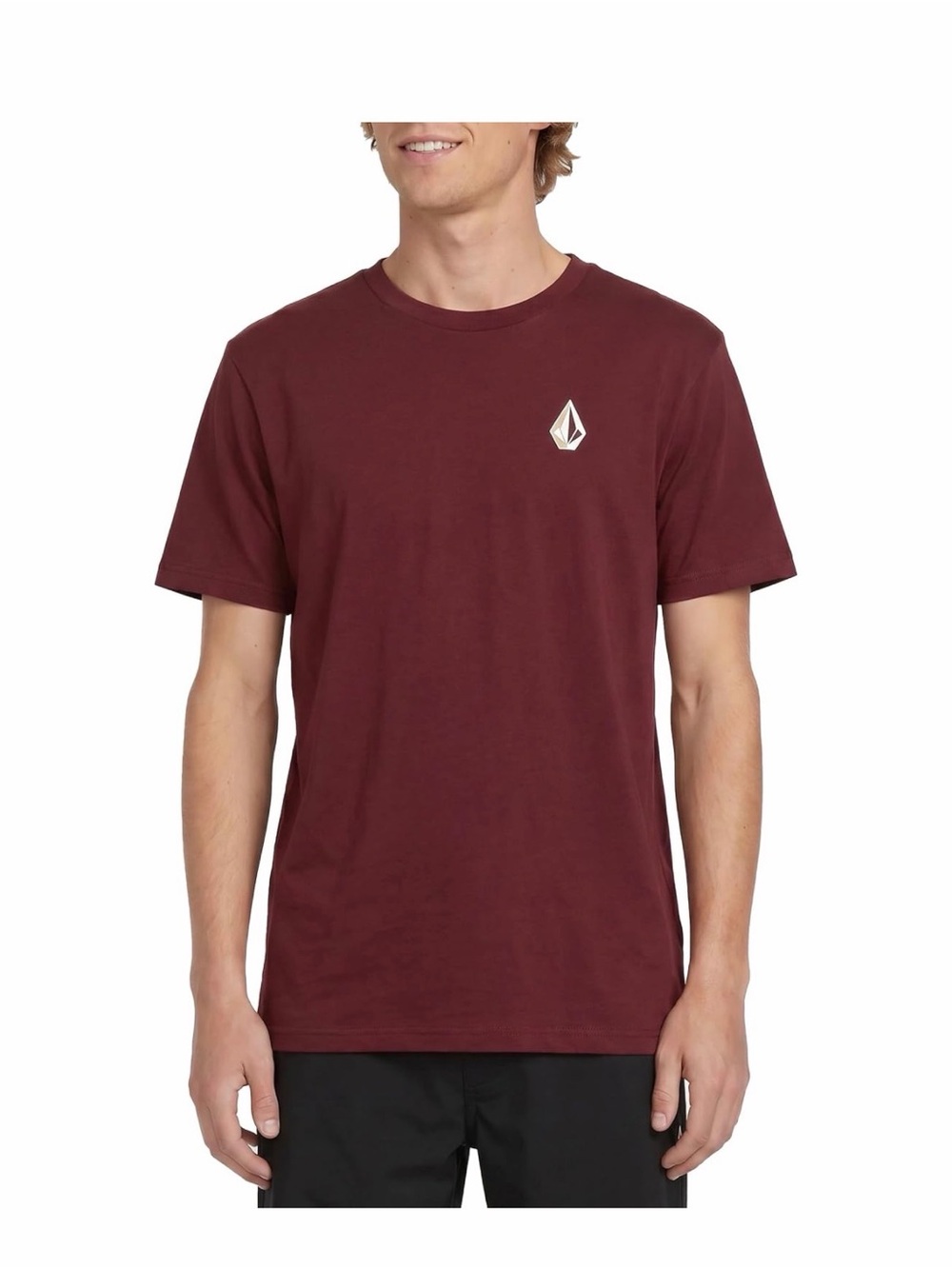 Volcom Men's Burgundy Short Sleeve Logo Tee